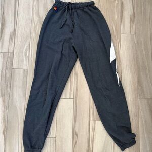 Aviator Nation dark gray sweatpants with white bolt